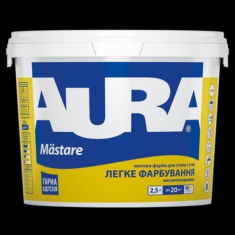Краска акриловая интерьерная AURA MASTARE (белая В1) 2.5л 1423010498 фото