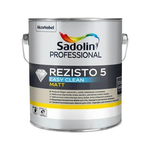 Фарба для стін акрилова матова Sadolin Professional Rezisto 5 Білий BW 2.5л 2889991785 фото