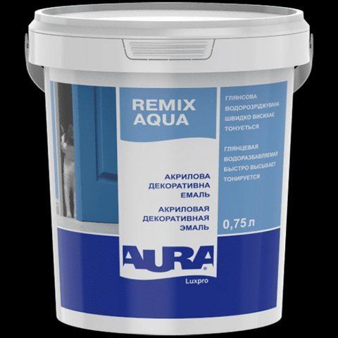 Емаль акрилова Aura Lux Pro Remix Aqua 70 універсальна 0.75л 2571431558 фото