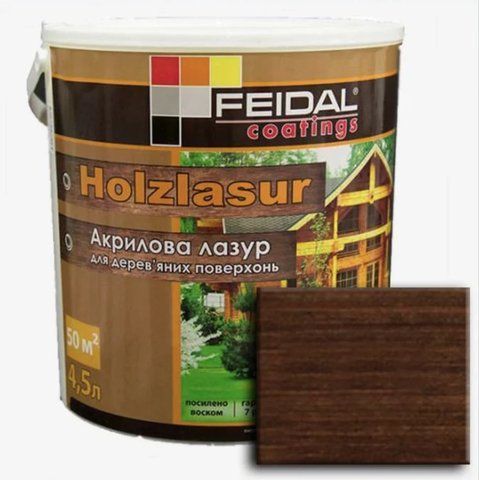 Лазурь акриловая Feidal Holzlasur Палисандр 4.5л 1886455882 фото