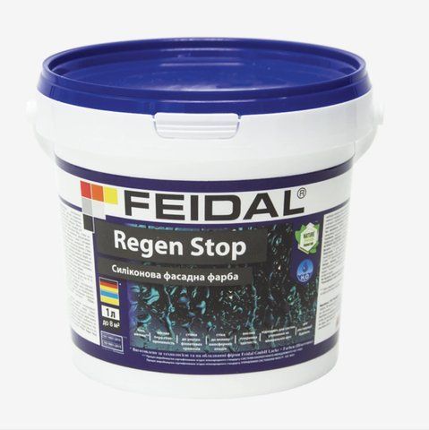 Краска силиконовая фасадная Feidal Regen Stop Белая 1л 1886454954 фото