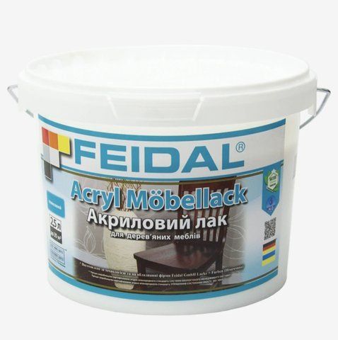 Лак акриловый мебельный глянцевый Feidal Acryl M&ouml;bellack 2.5л 1886454970 фото