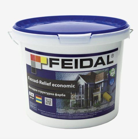 Краска фасадная структурная Feidal Fassad-Relief economic Белая 5л 1886454956 фото