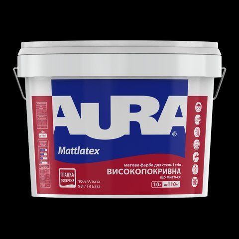 Краска акрилатная интерьерная AURA Mattlatex (белая B1) 10л 1423052985 фото