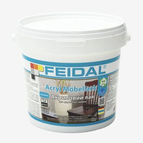 Лак акриловый мебельный глянцевый Feidal Acryl M&ouml;bellack 1л 1886454971 фото
