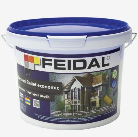 Краска фасадная структурная Feidal Fassad-Relief economic Белая 2,5л 1886454957 фото