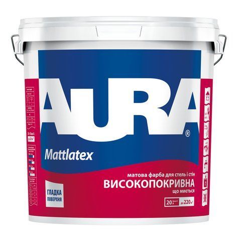 Краска акрилатная интерьерная AURA Mattlatex (белая B1) 20л 1423052987 фото