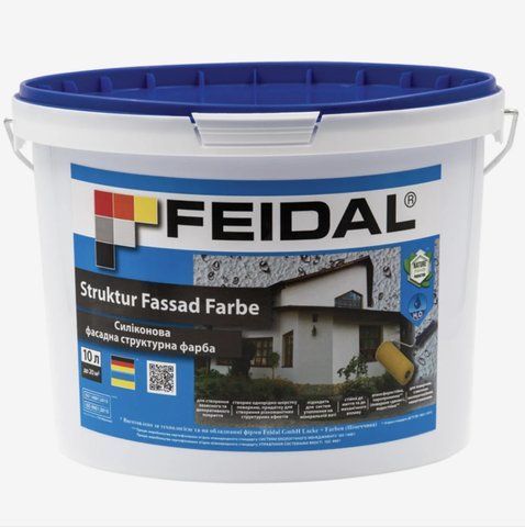 Краска фасадная силиконовая структурная Feidal Struktur Fassad Farbe 10л 1886454958 фото