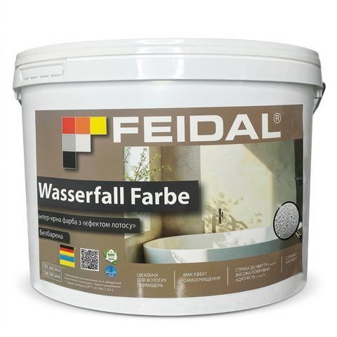 Краска интерьерная силиконовая глубокоматовая Feidal Wasserfall Farbe TR Бесцветный 1л 2966217188 фото