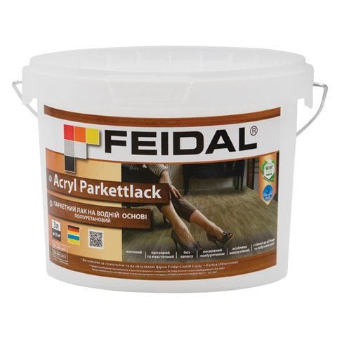 Лак паркетний на водній основі Feidal Acryl Parkettlack Матовий 3л 2034870092 фото
