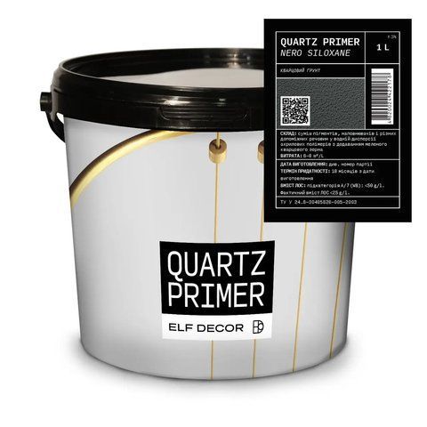 Грунт с кварцевым песком ELF DECOR QUARTZ PRIMER NERO для декоративных штукатурок 1л 2028273514 фото
