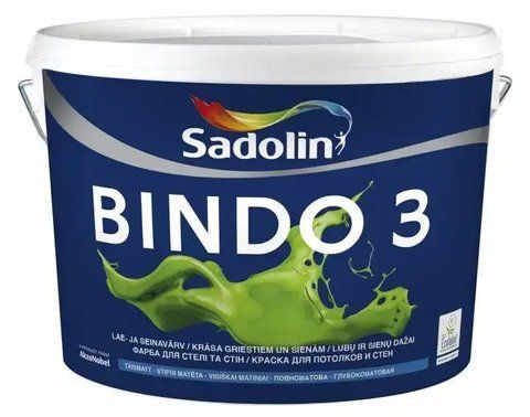 Фарба для стін та стелі латексна глибокоматова Sadolin Bindo 3 Білий BW 0.9л 2889835921 фото
