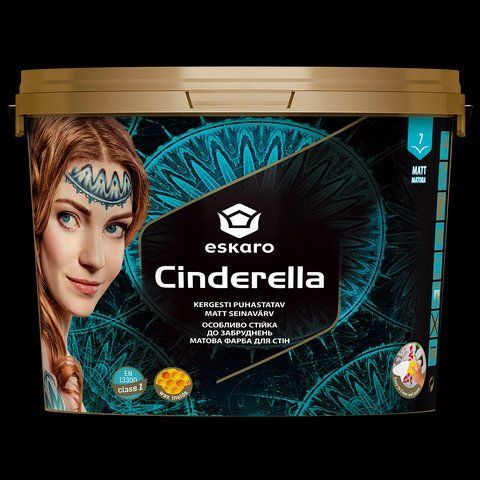 Краска интерьерная акриловая ESKARO CINDERELLA (белая В1) 0.9л 1701386106 фото