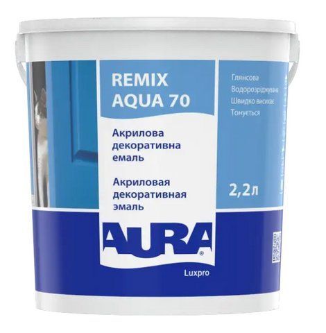 Емаль акрилова Aura Lux Pro Remix Aqua 70 універсальна 2.2л 2571432136 фото