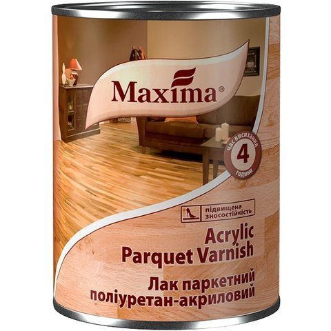 Лак паркетный полиуретан-акриловый Maxima бесцветный глянцевый 0.75 л 2792905243 фото