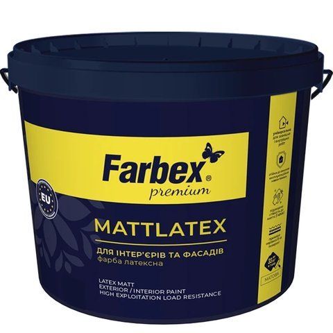Фарба латексна для зовнішніх та внутрішніх робіт "Mattlatex" Farbex база TR 12 кг 2792905965 фото