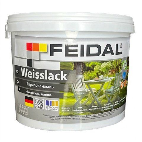 Эмаль акриловая матовая Feidal Weisslack Белый 1л 2966269438 фото