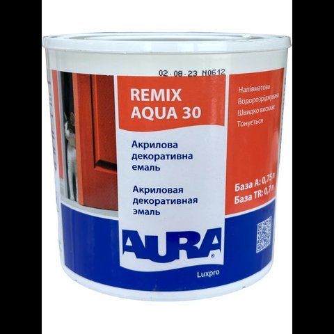 Емаль акрилова Aura Lux Pro Remix Aqua 30 універсальна 0.75л 2571430473 фото