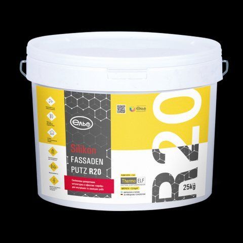 Декоративная штукатурка силиконовая короед Elf Silikon-Fassadenputz R20 Белая 25кг 2784227457 фото