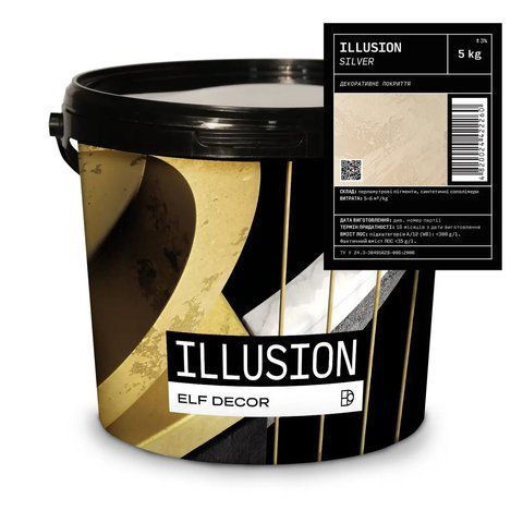 Декоративная штукатурка "мокрый шелк" ELF DECOR ILLUSION SILVER 5кг 1702829691 фото