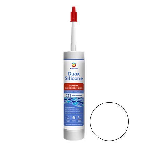 Герметик заполнитель швов Eskaro Duax Silicone №210 белый силиконовый нейтральный 300 мл 2602644620 фото