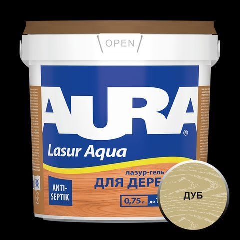 Лазур - лак акриловий Aura Lasur Aqua для деревини дуб 0.75л 2571575382 фото