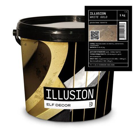 Декоративная штукатурка "восточный шелк" ELF DECOR ILLUSION WHITE GOLD 1кг 1702836603 фото