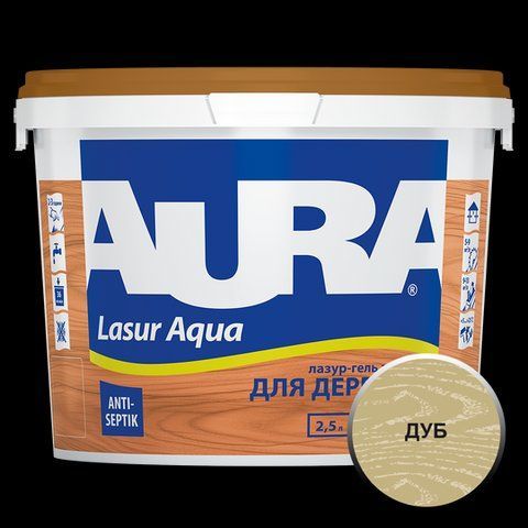 Лазур - лак акриловий Aura Lasur Aqua для деревини дуб 2.5л 2571577804 фото